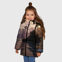 Куртка зимняя для девочки Minecraft - река в лесу, цвет: 3D-черный — фото 2