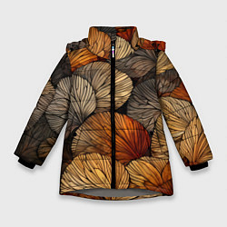 Куртка зимняя для девочки Листья желтые, цвет: 3D-светло-серый