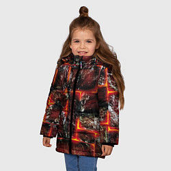 Куртка зимняя для девочки Камни в пылающей лаве, цвет: 3D-красный — фото 2