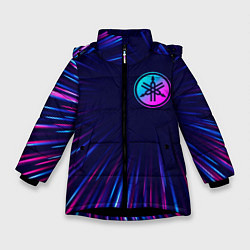 Куртка зимняя для девочки Yamaha neon speed lines, цвет: 3D-черный