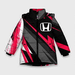 Куртка зимняя для девочки Honda fast lines, цвет: 3D-черный