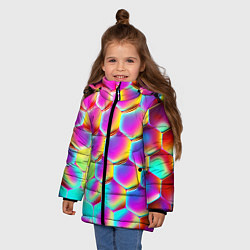 Куртка зимняя для девочки Розовая чешуя - текстура, цвет: 3D-красный — фото 2