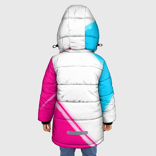 Зимняя куртка для девочки Akira neon gradient style: надпись, символ / 3D-Черный – фото 4