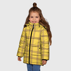 Куртка зимняя для девочки Желто-коричневая клетка, цвет: 3D-черный — фото 2