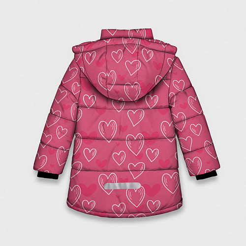 Зимняя куртка для девочки Нарисованные сердца паттерн / 3D-Светло-серый – фото 2