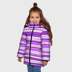 Куртка зимняя для девочки Фиолетовые полосы, цвет: 3D-черный — фото 2
