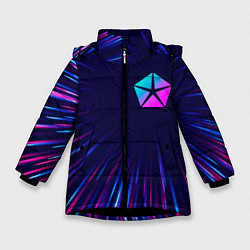 Куртка зимняя для девочки Jeep neon speed lines, цвет: 3D-черный