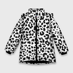 Куртка зимняя для девочки Черные леопардовые пятна, цвет: 3D-черный