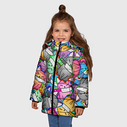 Куртка зимняя для девочки Перенаселение котиков, цвет: 3D-светло-серый — фото 2