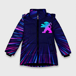 Куртка зимняя для девочки Peugeot neon speed lines, цвет: 3D-черный