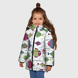 Куртка зимняя для девочки Милые рыбки, цвет: 3D-светло-серый — фото 2