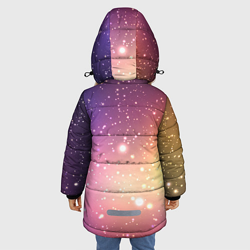 Зимняя куртка для девочки Желто фиолетовое свечение и звезды / 3D-Черный – фото 4