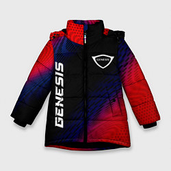 Куртка зимняя для девочки Genesis красный карбон, цвет: 3D-черный