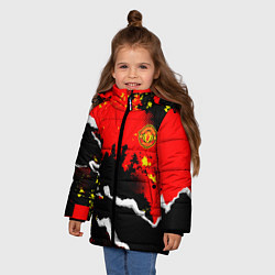 Куртка зимняя для девочки ФК Манчестер Юнайтед команда, цвет: 3D-красный — фото 2