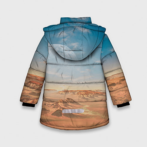 Зимняя куртка для девочки Пустынная планета и спутник / 3D-Светло-серый – фото 2