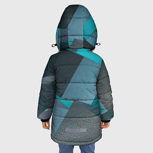 Зимняя куртка для девочки Абстрактные ребристые кубы / 3D-Черный – фото 4
