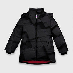 Куртка зимняя для девочки Чёрные геометрические блоки, цвет: 3D-красный