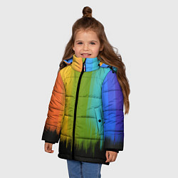 Куртка зимняя для девочки Летняя радуга, цвет: 3D-светло-серый — фото 2