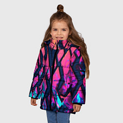 Куртка зимняя для девочки Розово-голубые соты и разломы, цвет: 3D-светло-серый — фото 2