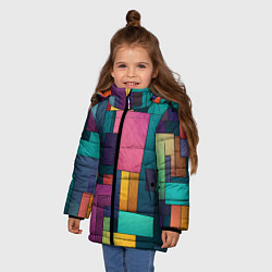 Куртка зимняя для девочки Современные геометрические фигуры, цвет: 3D-черный — фото 2