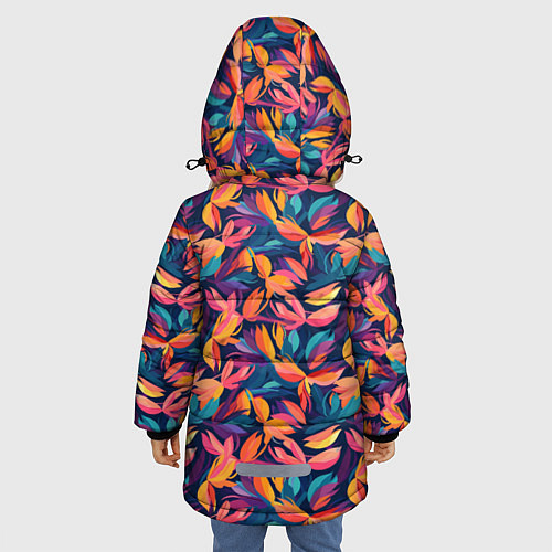 Зимняя куртка для девочки Россыпь разноцветных лепестков / 3D-Черный – фото 4