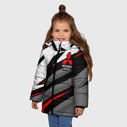 Куртка зимняя для девочки Mitsubishi motors - красная линия, цвет: 3D-черный — фото 2