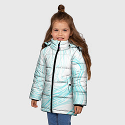 Куртка зимняя для девочки Абстракция бело-голубой, цвет: 3D-черный — фото 2