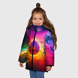 Куртка зимняя для девочки Неоновое солнце, цвет: 3D-красный — фото 2