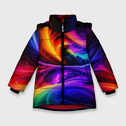 Куртка зимняя для девочки Неоновая краска, цвет: 3D-красный