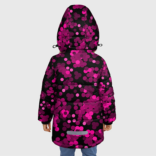 Зимняя куртка для девочки Красно розовые конфетти на черном / 3D-Черный – фото 4