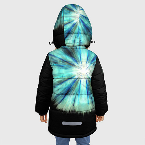 Зимняя куртка для девочки Тай-дай бирюзовый круг / 3D-Черный – фото 4