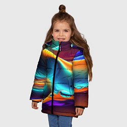 Куртка зимняя для девочки Абстракция - жидкость, цвет: 3D-красный — фото 2