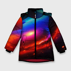 Куртка зимняя для девочки Неоновая галактика, цвет: 3D-красный