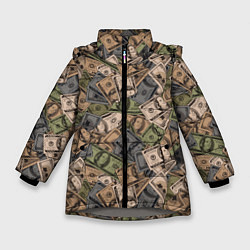 Зимняя куртка для девочки Камуфляж с банкнотой в 100 долларов