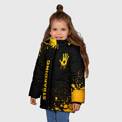Куртка зимняя для девочки Death Stranding - gold gradient: надпись, символ, цвет: 3D-черный — фото 2