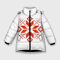 Куртка зимняя для девочки Удмуртский узор, цвет: 3D-черный