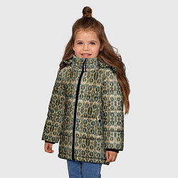 Куртка зимняя для девочки Золотистые симметричные узоры, цвет: 3D-черный — фото 2