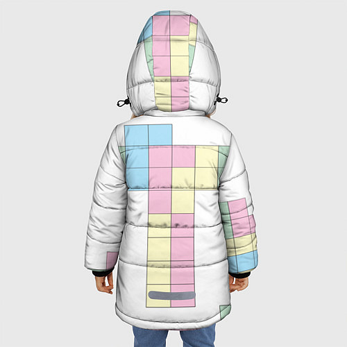 Зимняя куртка для девочки Тетрис буква т падающие блоки / 3D-Черный – фото 4
