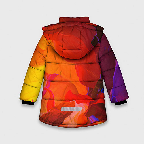 Зимняя куртка для девочки Красно-оранжевый камень / 3D-Светло-серый – фото 2