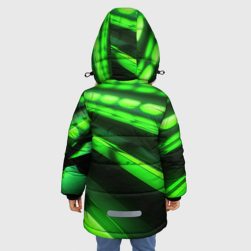 Зимняя куртка для девочки Green neon abstract / 3D-Черный – фото 4