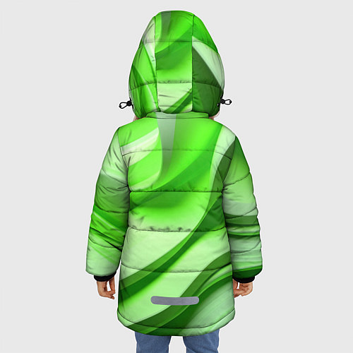 Зимняя куртка для девочки Светлые зеленые волны / 3D-Черный – фото 4