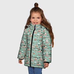 Куртка зимняя для девочки Парусники и корабли, цвет: 3D-черный — фото 2