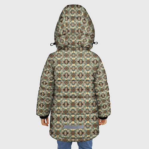 Зимняя куртка для девочки Золотисто-коричневая симметрия / 3D-Черный – фото 4