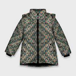 Зимняя куртка для девочки Зелено-золотые ромбы