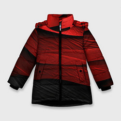 Куртка зимняя для девочки Шероховатая красно-черная текстура, цвет: 3D-черный