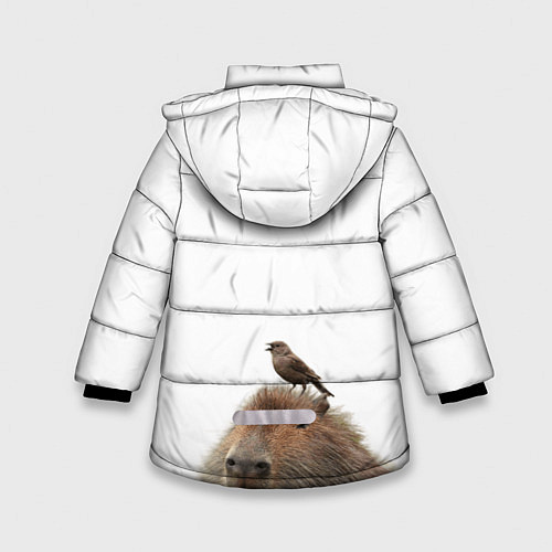 Зимняя куртка для девочки Капибара пофигист / 3D-Светло-серый – фото 2