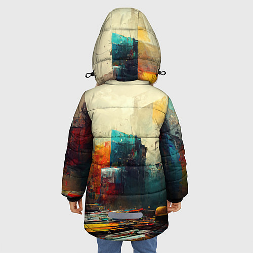 Зимняя куртка для девочки Урбанистический городской пейзаж / 3D-Черный – фото 4