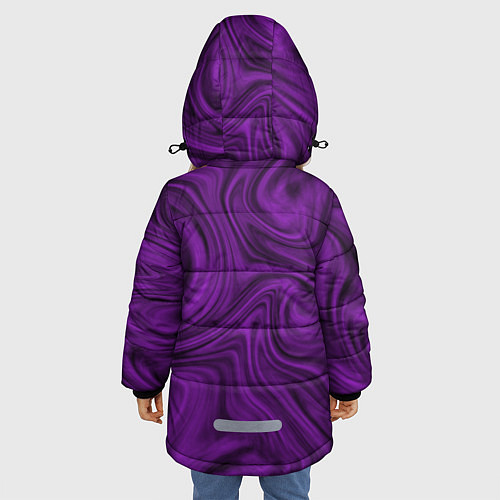 Зимняя куртка для девочки Фиолетовая абстракция размытие / 3D-Черный – фото 4
