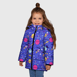Куртка зимняя для девочки Планеты и кометы, цвет: 3D-светло-серый — фото 2