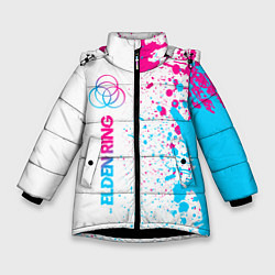 Куртка зимняя для девочки Elden Ring neon gradient style: по-вертикали, цвет: 3D-черный